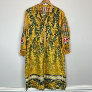 Johnny Was Mustard Floral Embroidered Dress